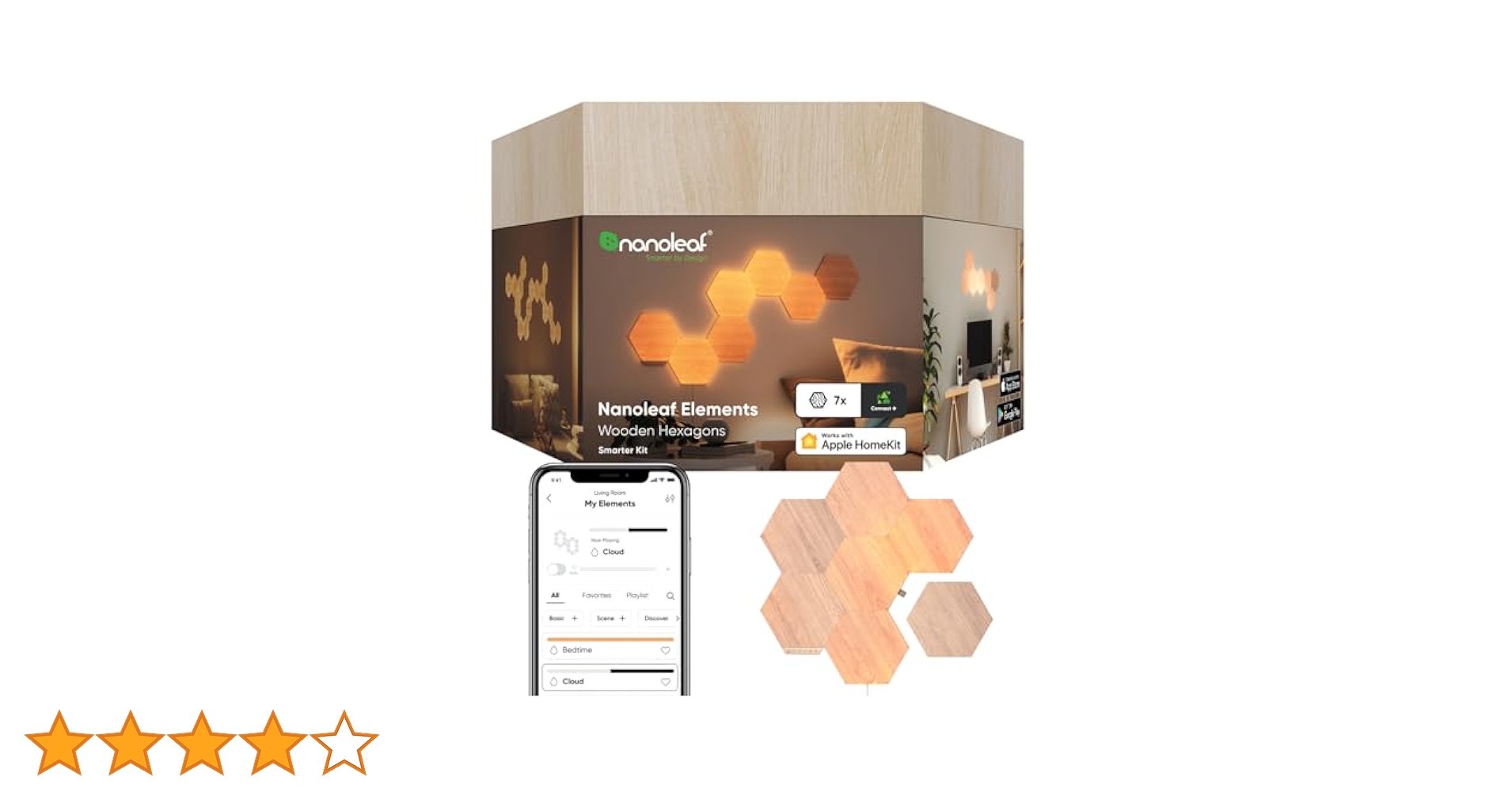 Nanoleaf Elements 六角形ライト Nanoleaf Elements | Wood Look Panels | Smart LED Lights